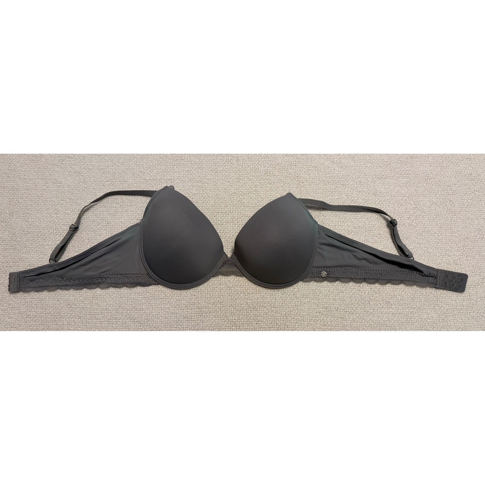 Lucky Brand Womens Gray Lace Trim Underwire T-Shirt Bra 38C RN71222